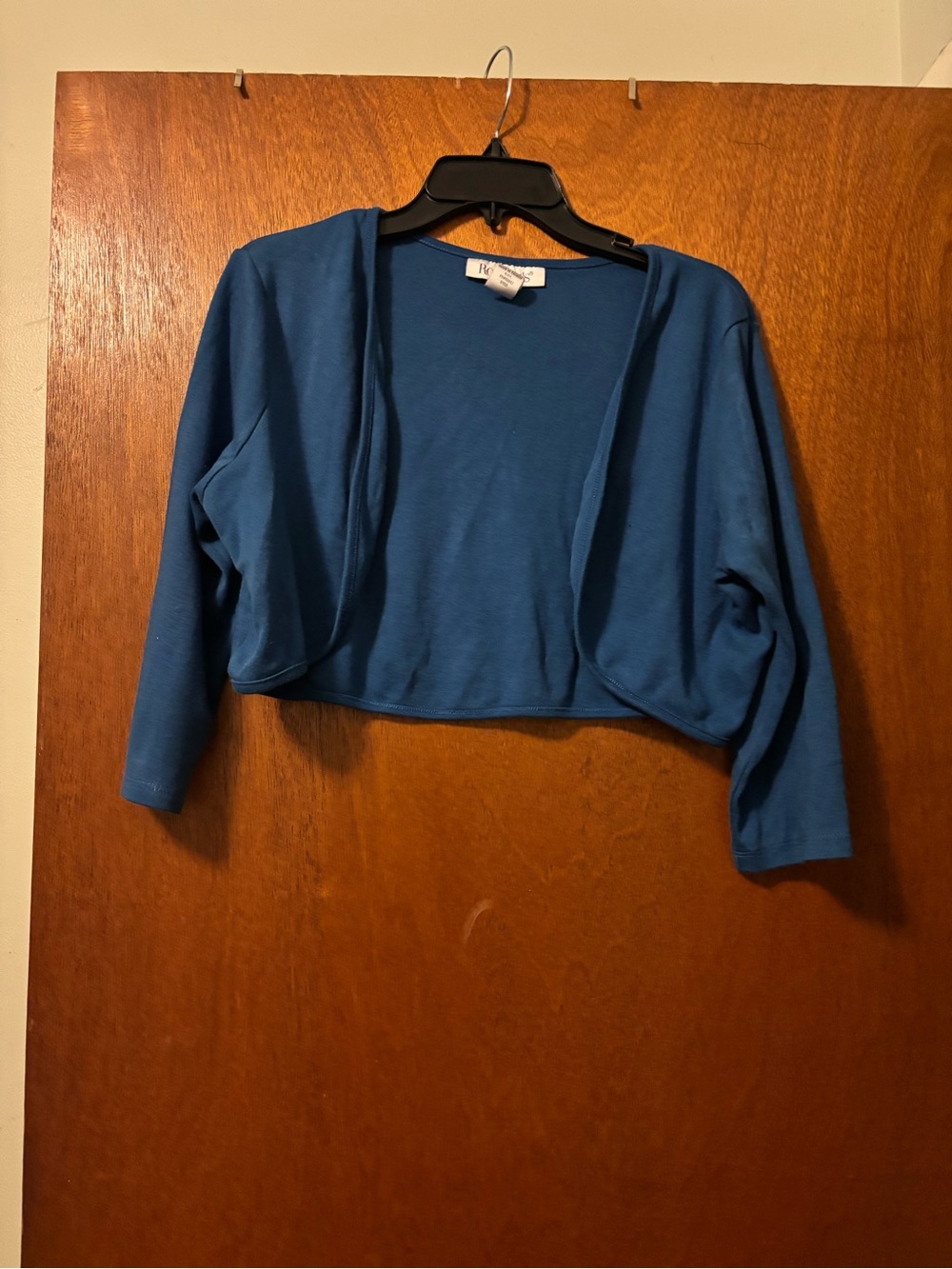 Roaman's Teal Cropped Open-Front Shrug